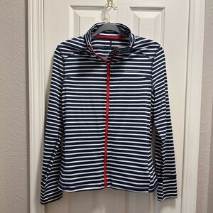 Vineyard Vines Performance Blue and White Striped Jacket with Red Zipper - NWT